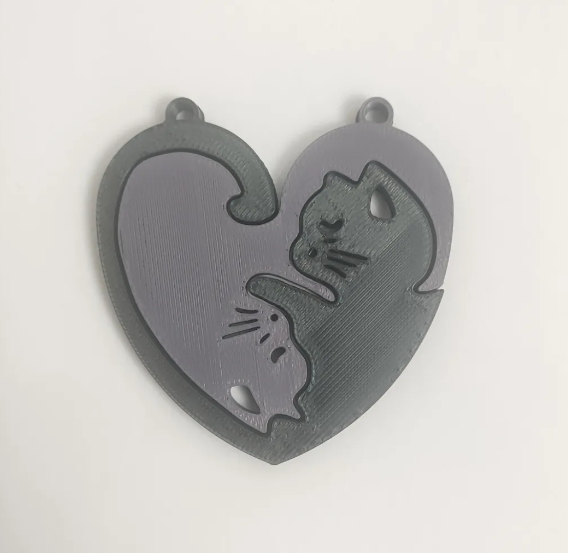 Heart-Shaped Cat Keychain Pair, photo 5