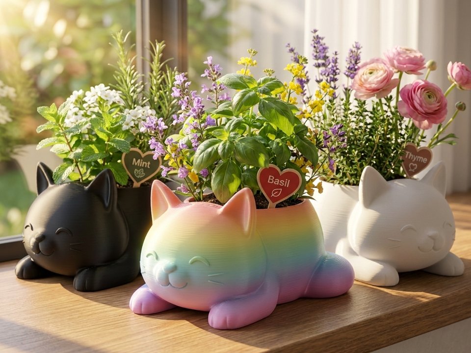 Kawaii kitten planter