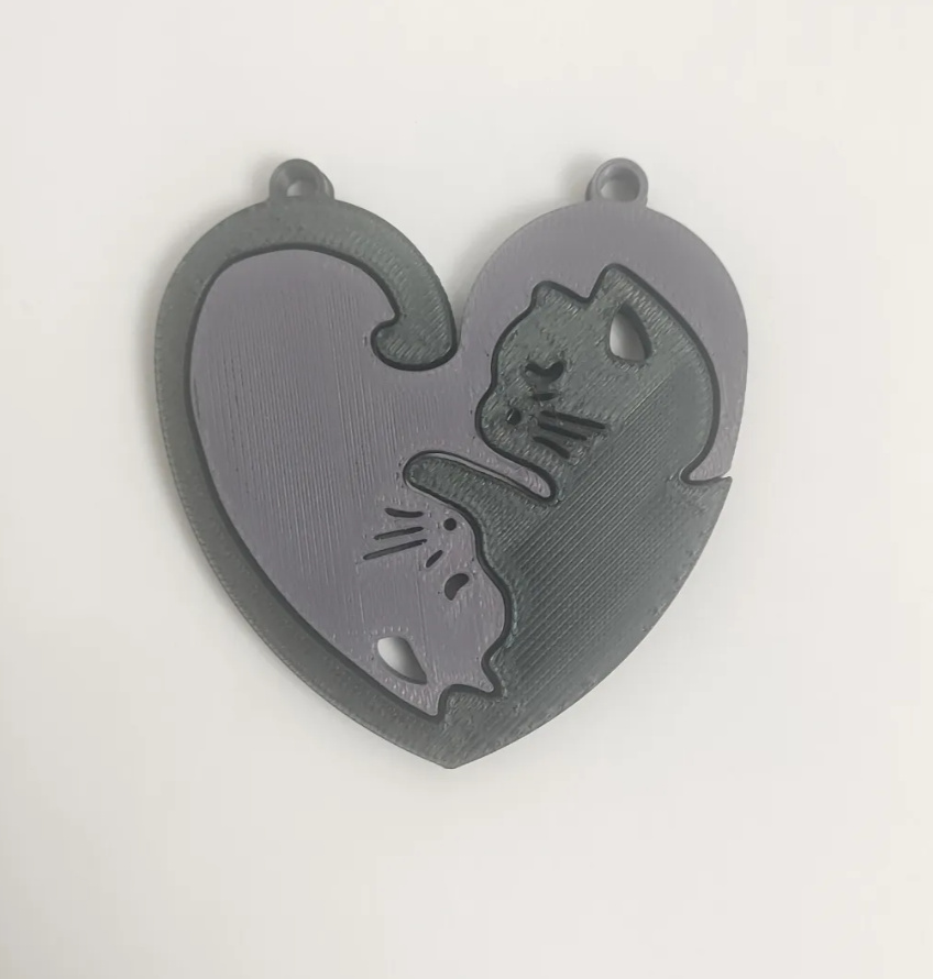 Heart-Shaped Cat Keychain Pair, photo 3