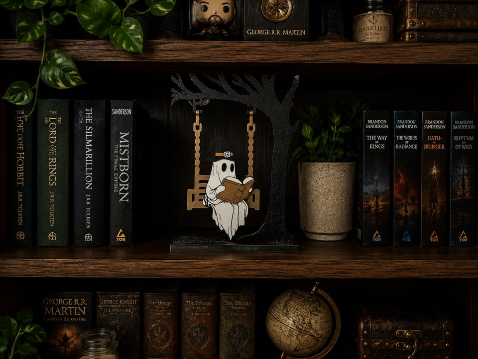 Ghost with hat on a swing
