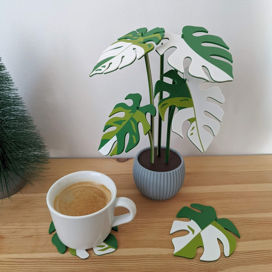 Monstera Plant with Six Leaf Coasters, photo 2