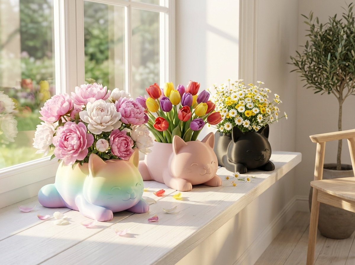 Kawaii kitten planter, photo 4