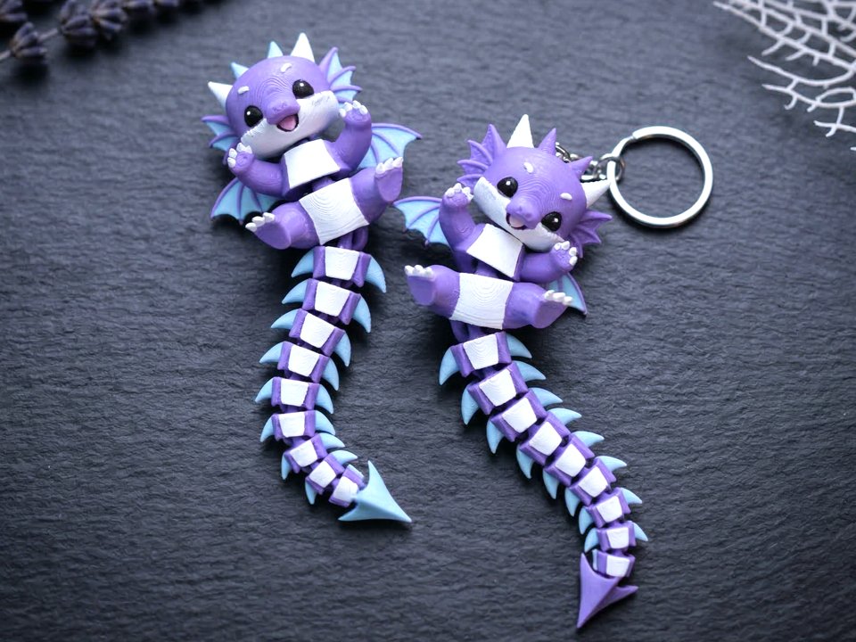 Mini dragão articulado e chaveiro