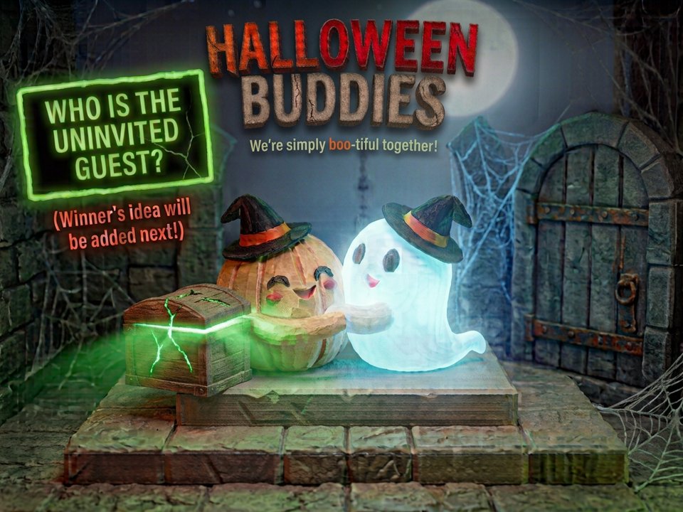 Decorative pumpkin and ghost duo