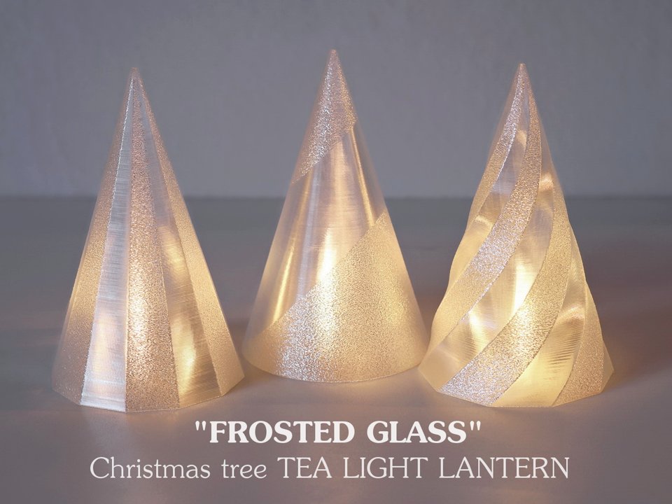 Tree lantern with frosted-glass effect