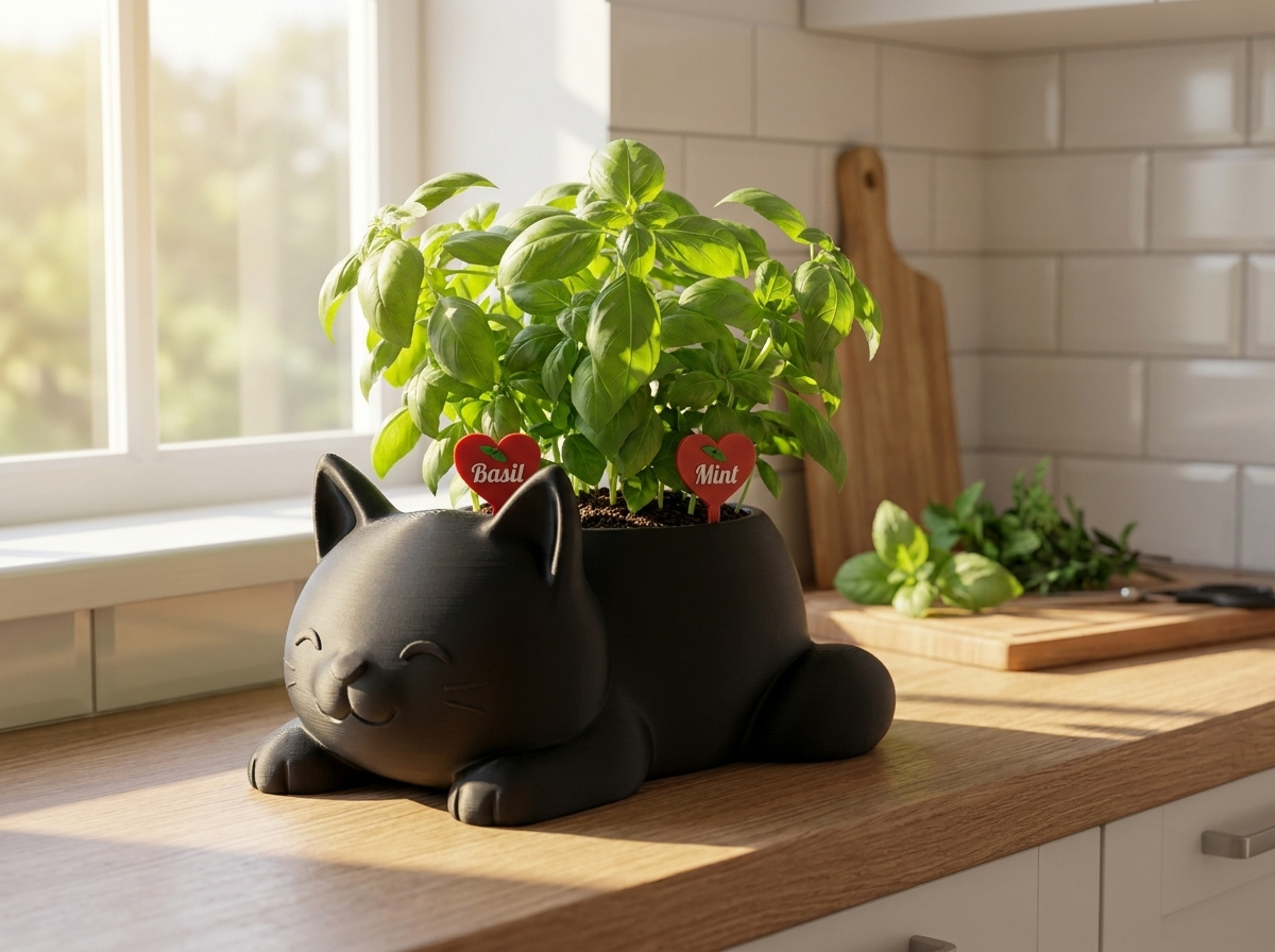 Kawaii kitten planter, photo 2