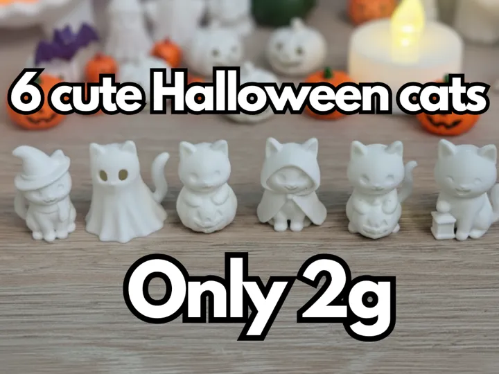 Halloween Cat Mini Figures Set of 6